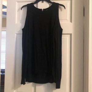 Cold shoulder black long sleeve sweater